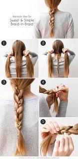 Split the hair into two separate sections. Sweet And Simple Braid In Braid Hair Tutorial Hair Styles Braided Hairstyles Easy Easy Braids