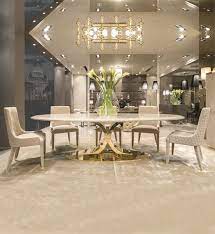 High End Gold Oval Designer Dining Table Set Juliettes Interiors Oval Table Dining Dining Table Design Dining Table Gold