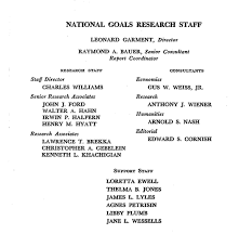 reflections on the nixon national goals research staff