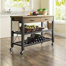 The wine rack is built into the side of the kitchen island in a design that's both practical and aesthetically pleasing. Kitchen Cart Island Table Butcher Block Tv Stand Mobile Storage Wine Rack Modern Ebay