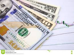 Us Dollar Banknote On The Stock Chart Stock Photo Image Of