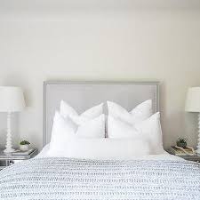 Light Gray Headboard With Borghese Nightstands Interior Design Inspiration Interior Design Grey Headboard