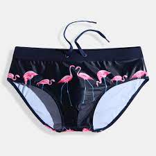 Costumi Da Bagno Da Uomo Con Stampa Fenicotteri Slip Da Bagno Neri A Vita Bassa Con Coulisse Rapida Costumi Da Bagno Uomo Costume Da Bagno Da Uomo Costumi Uomo
