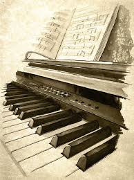 Keyboard Weathered Print Piano Art Music Painting Music Drawings