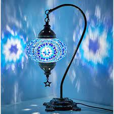 Christopher knight, ashley furniture, furniture of america Buy Demmex 2021 Turkish Moroccan Handmade Colorful Mosaic Gooseneck Table Bedside Lamp Lampshade With Antique Body Blue Online In Indonesia B08ydlnb7g