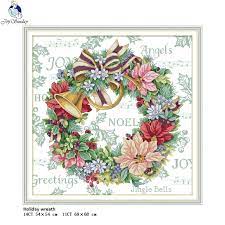 Free patterns / free patterns / free cross stitch patterns. Joy Sunday Holiday Wreath Patterns Counted Cross Stitch Dmc 11ct 14ct Handwork Beginner Cross Stitch Kit Embroidery Needlework Package Aliexpress