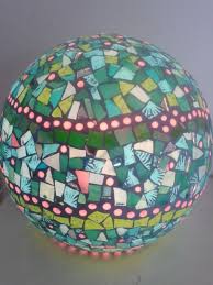 Mozaika Kruglaya Nastolnaya Lampa Garden Spheres Mosaic Tiles Round Table Lamp