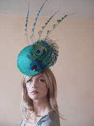 Jade Green Upright Convexed Disc With Peacock Fan And Zig Zag Etsy Fascinator Feather Fascinators Fascinator Hats
