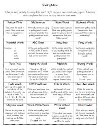 Love This Spelling Menu I Use It In My 4th 5th Grade Class And My Students Love It Spelling Word Activities Teaching Spelling Word Work