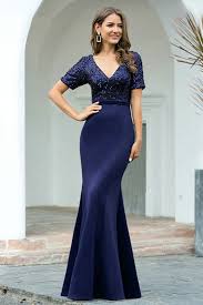 Discovering A Perfect Dress For Event Find This Navy Short Sleeve Sequins Evening Dress From Lulus In 2021 Navy Prom Dress Long Elegant Dresses Long Navy Prom Dresses