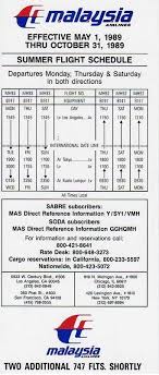 Malaysia Airlines Timetable N America Malaysia Airlines Malaysia Airlines