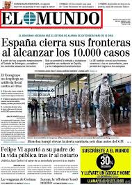 Cabecera Portada Del Mundo Periodico El Mundo Espana