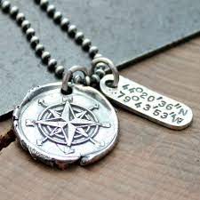 Personalized Coordinates Compass Necklace Custom Location Necklace Longitude Latitude Necklace Fine Silver Compass Necklace Men S Necklace Woman S Neckla Mens Jewelry Compass Necklace Chains For Men