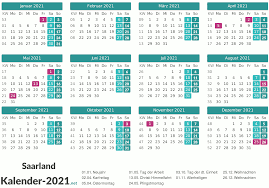 Kalender der jahre 2021 · 2022. Feiertage Saarland 2021