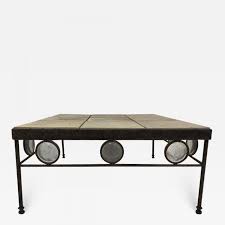 Alaterre ryegate natural live edge solid wood and metal coffee table. Antique Italian Wrought Iron And Stone Top Coffee Table
