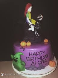 Jack & sally are plastic figures provided by the bride. Cool Homemade The Nightmare Before Christmas Cake