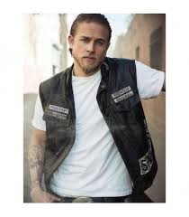 Charlie Hunnam Jax Sons Of Anarchy Teller Leather Vest With Patches Sons Of Anarchy Vest Sons Of Anarchy Charlie Hunnam