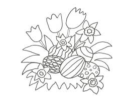 Elementos de dibujos animados planos dibujados a mano. Dibujo De Flores Y Huevos De Pascua Para Colorear Con Ninos