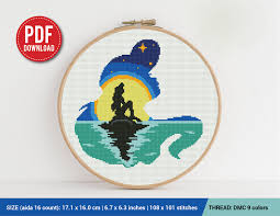 126 w x 133 h stitches. The Little Mermaid Ariel Cross Stitch Pattern Embroidery Etsy
