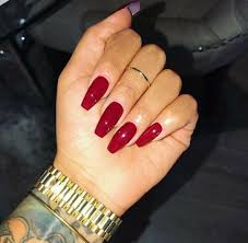 This is a favorite amongst those that prefer long nails and it's a cool shape if you want to try something different. Red Coffin Nails Red Acrylic Nails Gel Nails Trendy Nails