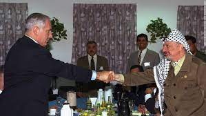 Yasser arafat (far left), leader of the palestinian liberation organization, signing the wye river memorandum alongside (left to right) king hussein of jordan, u.s. Netanyahu S Reign Is Over For Now He Leaves Behind A Wealthier More Divided Israel And A Stalled Peace Process Cnn