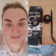 Picked up LAgirl brow pomade in dark brown yesterday I love love it!! One  eye brow done and other not touched.. (no makeup bed head look) I used one  of my brushes