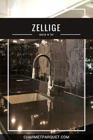 zellige noir n 30 en credence dans une cuisine zellige cuisine noire parquet paris