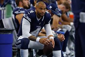 Dak Prescott through 6 Weeks: 🔸1,602 Passing Yards (3rd) 🔸8 Passing  Touchdowns (T-6th) 🔸6 Interceptions (T-2nd) 🔸16 Sacks (T-5th) 🔸63.4  Completion% (23rd) 🔸85.5 PasserRating (25th) 🔸48.9 QBR (25th) ➖4 Year  $240 Million Contract🤣🗑️