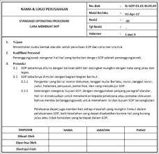 Contoh karangan bahasa melayu tahun 6 2020 contoh karangan hari sukan contoh karangan ciri ciri murid cemerlang tahun 4 contoh karangan ciri ciri pekerja cemerlang contoh karangan bahasa inggeris pt3 2019 contoh karangan diri saya tahun 6 contoh karangan bahasa tamil upsr contoh karangan bahasa inggeris tahun 6. Format Sop Membuat Sop Perusahaan Simpel Dan Aplikatif