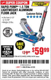 Pittsburgh 1 5 Ton Aluminum Rapid Pump Racing Floor Jack For 59 99 In 2020 Harbor Freight Tools Floor Jack Pittsburgh