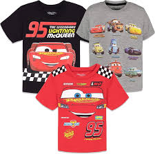 Disney Pixar Cars Toddler's Graphic Tee Shirts, Lightning McQueen & Tow  Mater Merchandise, 3 Pack