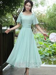Ericdress Elegant Soild Color Ankle Length Maxi Dress Pretty Girl Dresses Girly Dresses Modest Maxi Dress