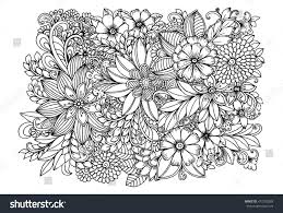 Floral Doodle Pattern In Black And White Zentangle Drawing Flower Carpet In Magic Garden Floral Doodle Flower Doodles Doodle Patterns
