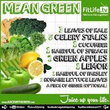 Celery + kale + cucumber + green apple + lemon + ginger . Mean Green Juice Recipe Kale Celery Cucumber Spinach Apple Lemon Parsley Lettuce Ginger Green Juice Recipes Juicing Recipes Healthy Juice Recipes