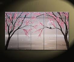 Black And White Cherry Blossom Wall Art Love Birds Painting Large Seascape White And Black Art Silver Chinese Zen Style Original Pink Blossom Love Birds Painting Bird Painting Diy Canvas Art Painting