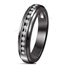 Womens Black And Blue Wedding Rings Women S Ladies Black Rhodium Over Rd Vvs1 Diamond Wedding Band Ring Set 5 Silver Wedding Rings Diamond Wedding Bands Womens Band
