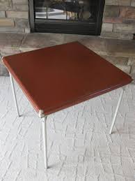 Samson Samsonite Red Card Table Model 5907 Fiberboard 1950s Folding Table Metal Legs Orange Red Shabby Chic Bridg Folding Table Fiberboard Shabby Chic