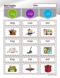 Word Families Set 2 Og Op Ot Word Families Word Work Kindergarten Alphabet Worksheets Kindergarten