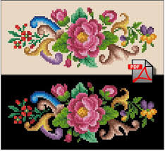 614 70 roses heart noble roses. Miniature With A Rose Cross Stitch Pattern Small Floral Berlin Etsy