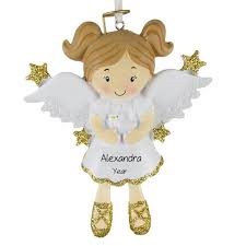 Celtic angel heart ornament angel christmas tree ornament | etsy. Girl Angel With Dove Gold Glittered Stars Ornament Personalized Ornaments For You