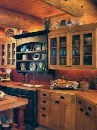 Lavish Rustic Home Design With Beautiful Interior Performance Astonishing Kitchen Tile Backsplash Wooden Cupb Log Home Kitchens Rustic Kitchen Cabin Kitchens