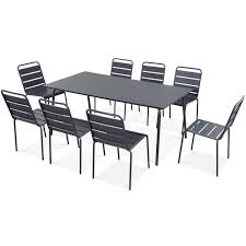 table de jardin et 8 chaises en acier thermolaque palavas chaise metal table de jardin table et chaises de jardin