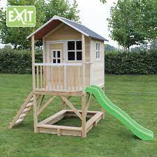 Alle gartenhäuser für kinder haben einen großen vorteil: Exit Loft 500 Garten Spielhaus Natur Aus Holz Mit Rutsche Kaufen Bei Obi