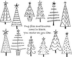 Black And White Christmas Tree Doodle Doodle Christmas Trees Digital Clipart Photoshop Cs4 Layered Files Brushes Stamps Instant Download Personal Limited Commercial Use Clip Art Parole Di Natale Illustrazione Di Natale