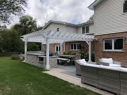 Thankfully, it's easy to install a pergola that provides shade and style. Pergola Outdoor Kitchen Paver Patio Northbrook Il Northbrook Decks Pergolas Stone Paver Patios