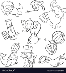 Doodle Of Animal Circus Hand Draw Royalty Free Vector Image