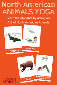 Pairing simplified yoga poses with alphabetized animals and objects, abc yoga features colorful illustrations of children and animals . North American Animals Alphabet Yoga For Kids