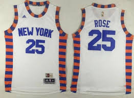 On saturday, the knicks debuted the alternate jersey that features orange and blue on the piping and waistband. Men S New York Knicks 25 Derrick Rose New White Stitched Nba Adidas Revolution 30 Swingman Jersey On Sale For Cheap Wholesale From China