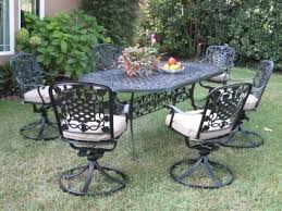 Aluminum patio dining chairs : 7pc Black Bronze Cast Aluminum Outdoor Patio Furniture Dining Set With 6 Swivel Chairs