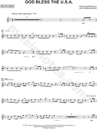 Lee Greenwood God Bless The U S A Alto Saxophone Sheet Music Alto Saxophone Solo In F Major Download Print Sku Mn0133848